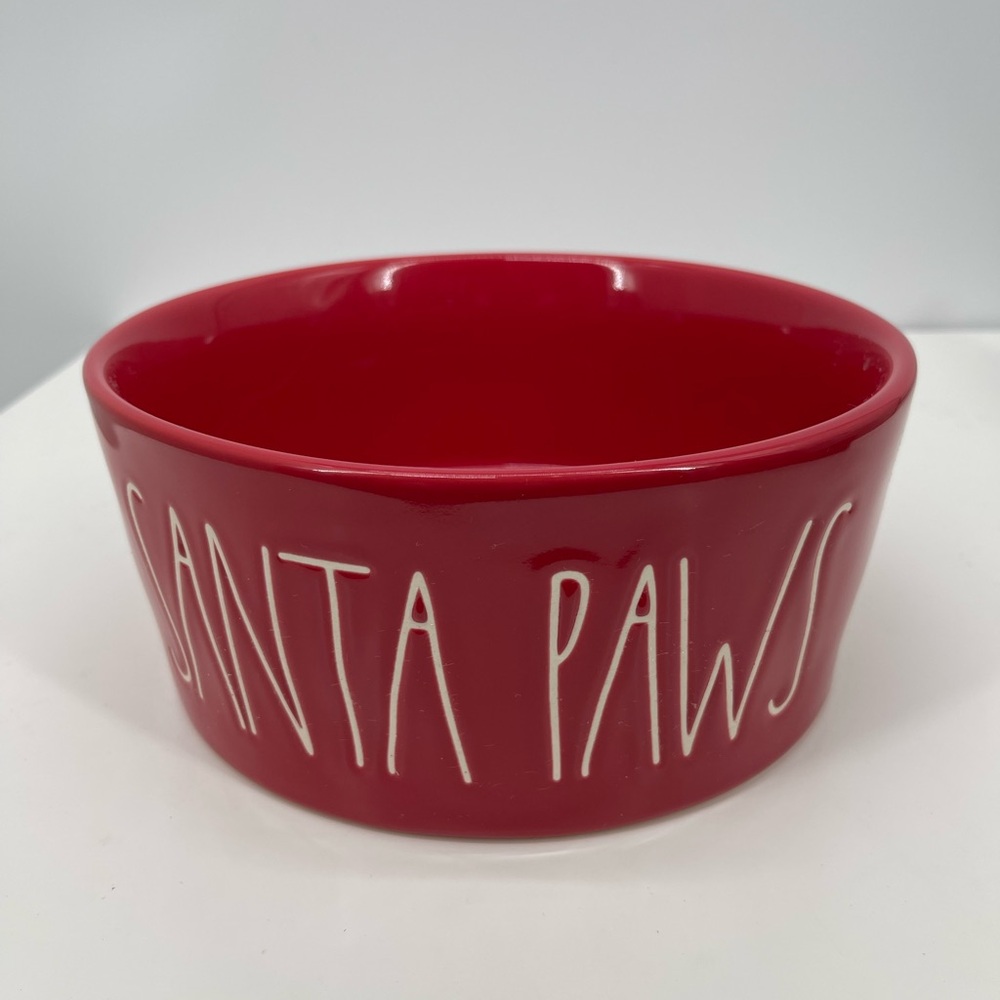 ⭐️Rae Dunn Red Santa Paws Dog Bowl Artisan Collection
